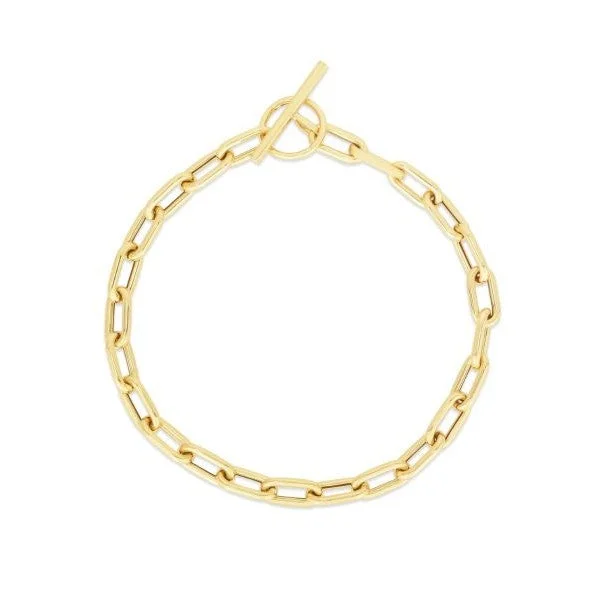 Ladies stacking bracelets-14K Gold Paperclip Toggle Link Chain Bracelet