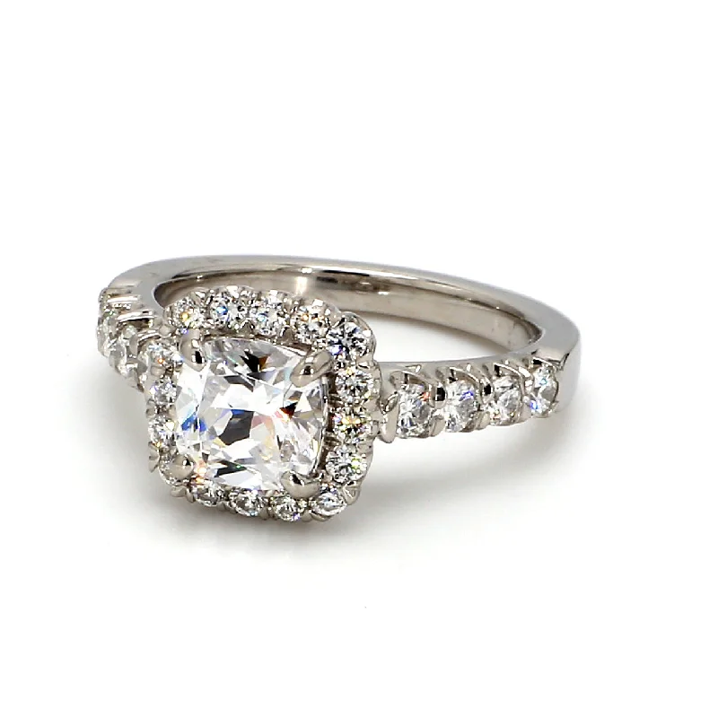 Ladies gold engagement rings-Halo Engagement Ring