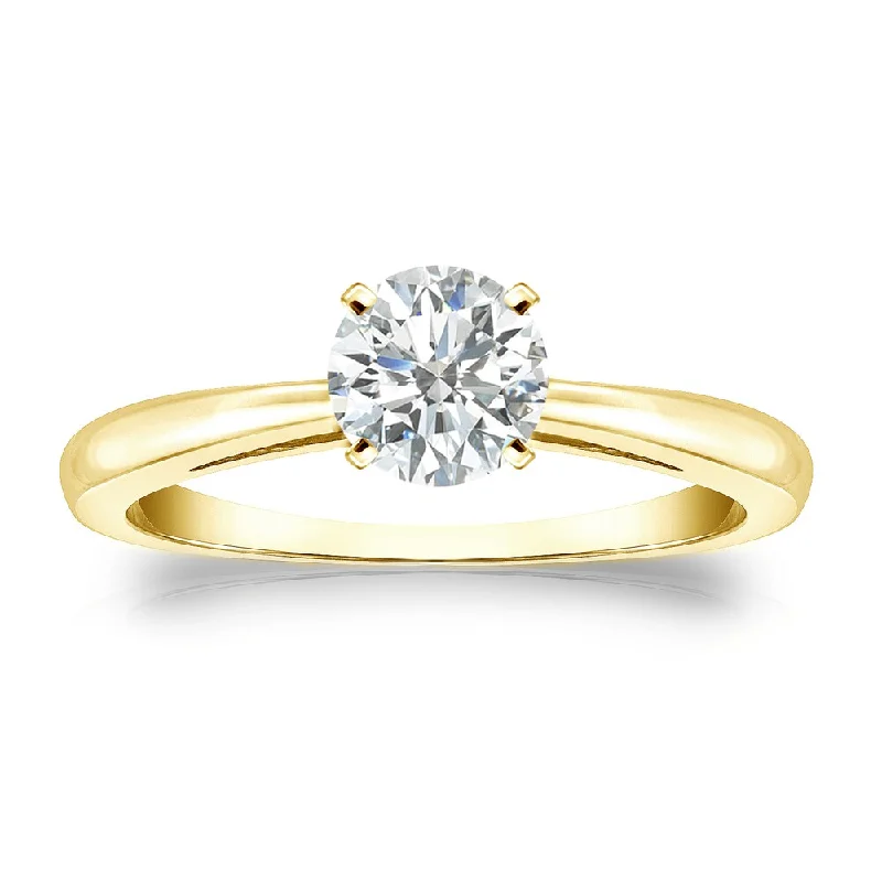 Ladies solitaire engagement rings with round diamonds-Auriya 18k Gold 1/2ctw Round Solitaire Diamond Engagement Ring