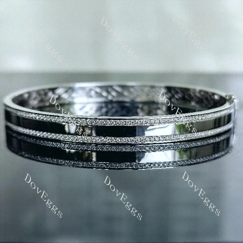 Ladies bangle with crystals-Doveggs round half eternity pave moissanite/lab grown diamond bangle/bracelet