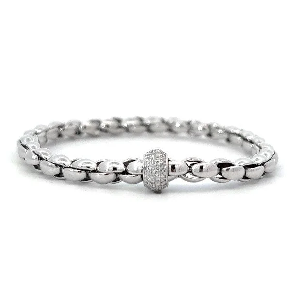 Ladies vintage bracelet-18K White Gold Stretchable Pave Diamond Rondelle Bracelet