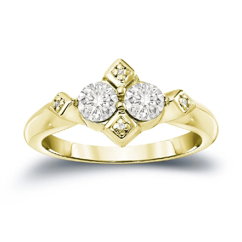 Ladies romantic engagement rings-Auriya 14k Gold 3/4ct TDW Round 2-Stone Diamond Engagement Ring