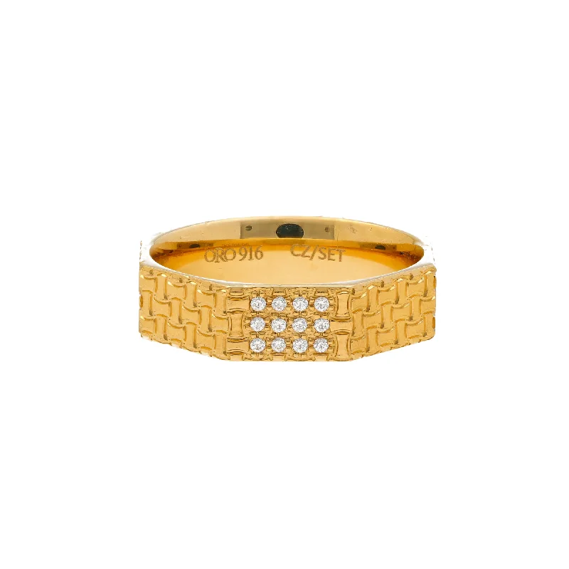 Ladies geometric ring-22K Yellow Gold & CZ Ring (10.9gm)