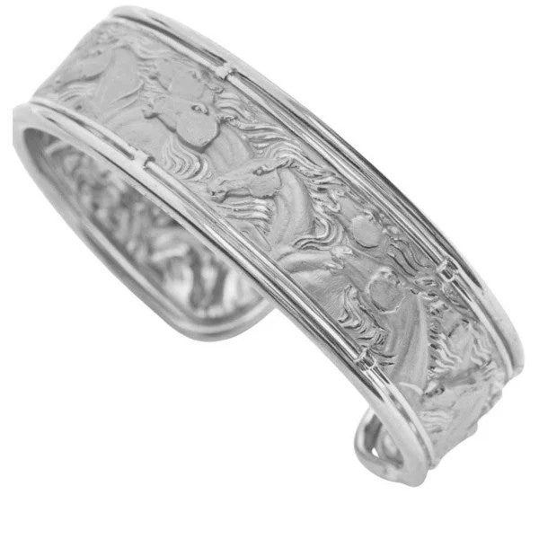 Ladies colorful bracelet-18K White gold Ronda Horse Cuff Bracelet