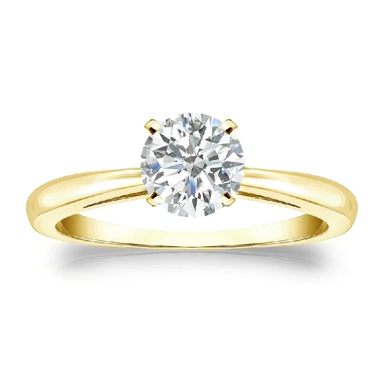 Ladies vintage-inspired engagement rings with diamonds-Auriya 3/4ctw Round Solitaire Diamond Engagement Ring 14k Gold