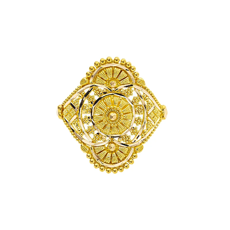 Ladies dainty ring-22K Yellow Gold Artisanal Cocktail Ring (3.7gm)