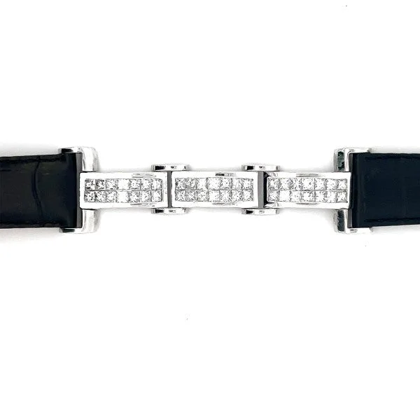 Ladies diamond-studded bracelet-18K White Gold Link Bracelet with Invisible-Set Diamonds