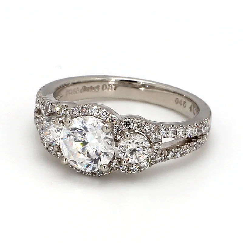 Ladies classic engagement rings-Threestone Engagement Ring