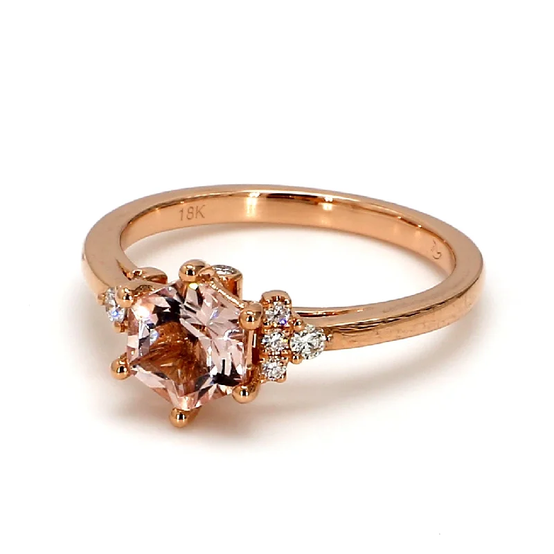 Ladies platinum engagement rings with diamonds-Pink Morganite Solitaire Engagement Ring