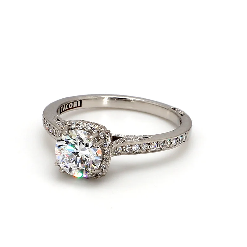 Ladies engagement rings with diamond pave-TACORI Dantela Engagement Ring