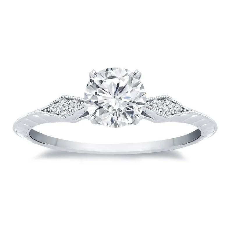 Ladies classic engagement rings-Auriya 14k Gold 3/4ctw Vintage Solitaire Diamond Engagement Ring