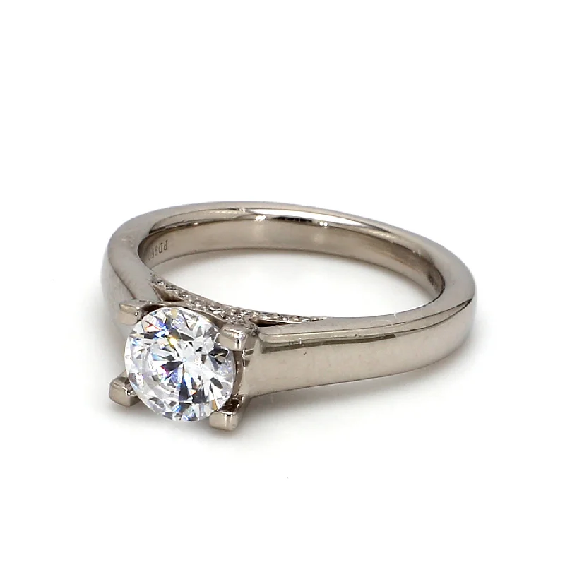 Ladies radiant cut engagement rings-Solitaire Engagement Ring