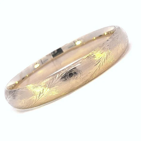 Ladies engraved bracelet-Etched 14K Yellow Gold Bangle Bracelet