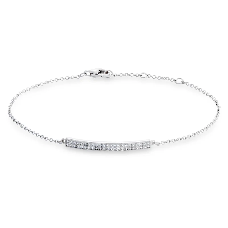 Ladies gemstone bangle-Two Row Bar Adjustable Bracelet with 46 Simulated Diamonds