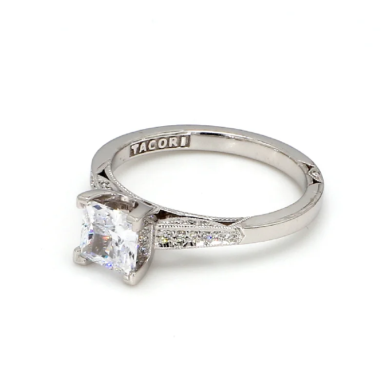 Ladies cushion cut engagement rings-TACORI Classic Crescent RoyalT Engagement Ring