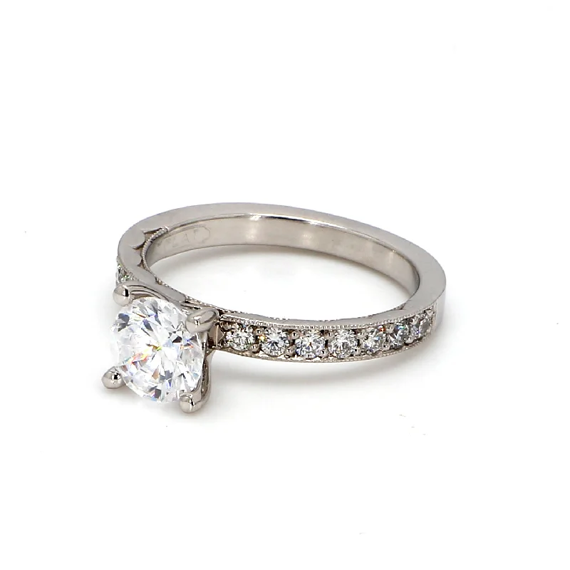 Ladies engagement rings with side stones-TACORI Sculpted Crescent Solitaire Engagement Ring