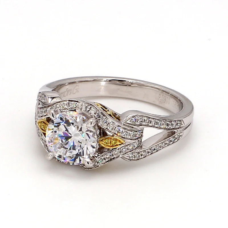 Ladies delicate engagement rings-Platinum Pave Engagement Ring