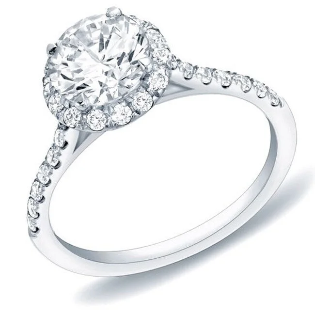 Ladies romantic engagement rings-Auriya 14k Gold 1 1/4ctw Round Diamond Halo Engagement Ring