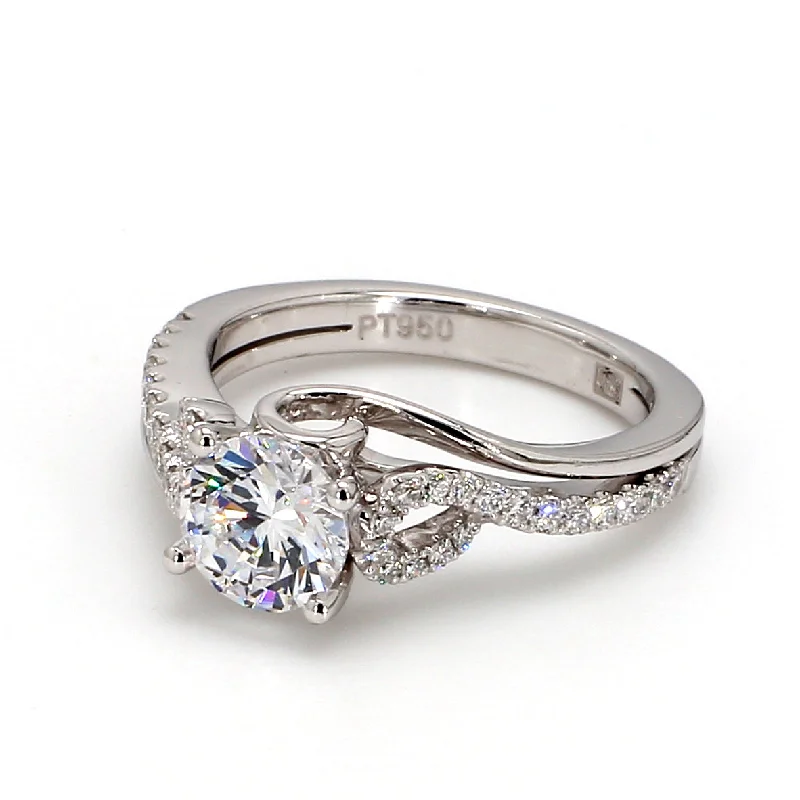 Ladies statement engagement rings-Platinum 3-Stone Engagement Ring