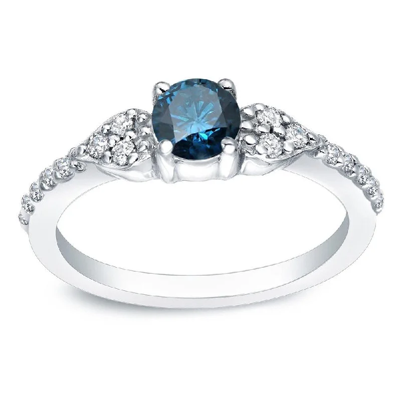 Ladies large sapphire engagement rings-Auriya Platinum 2/3 carat TW Blue Diamond Engagement Ring (H-I, SI2-SI3)