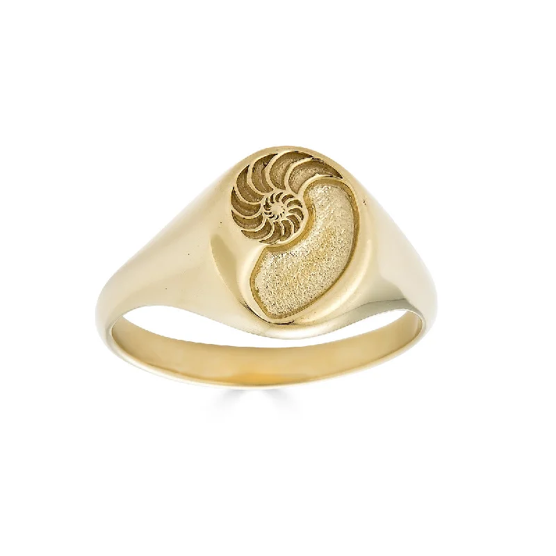 Ladies multi-stone ring-Nautilus Signet Ring, 14k