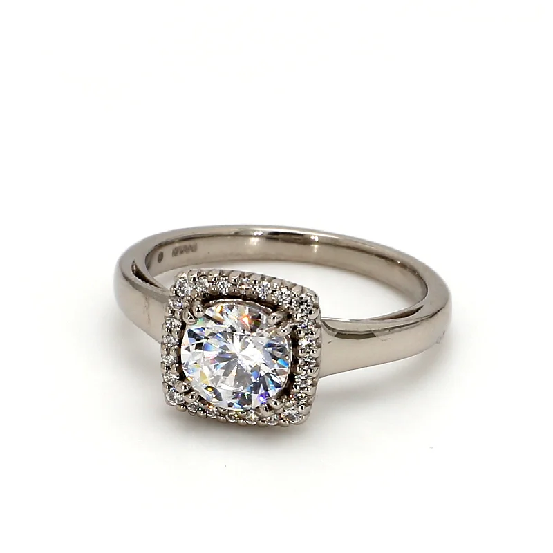 Ladies vintage inspired engagement rings-Halo Engagement Ring