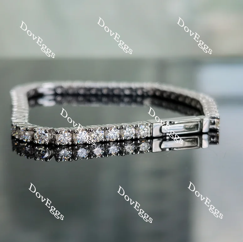 Ladies sterling silver bracelet-Doveggs round moissanite/lab grown diamond tennis bracelet