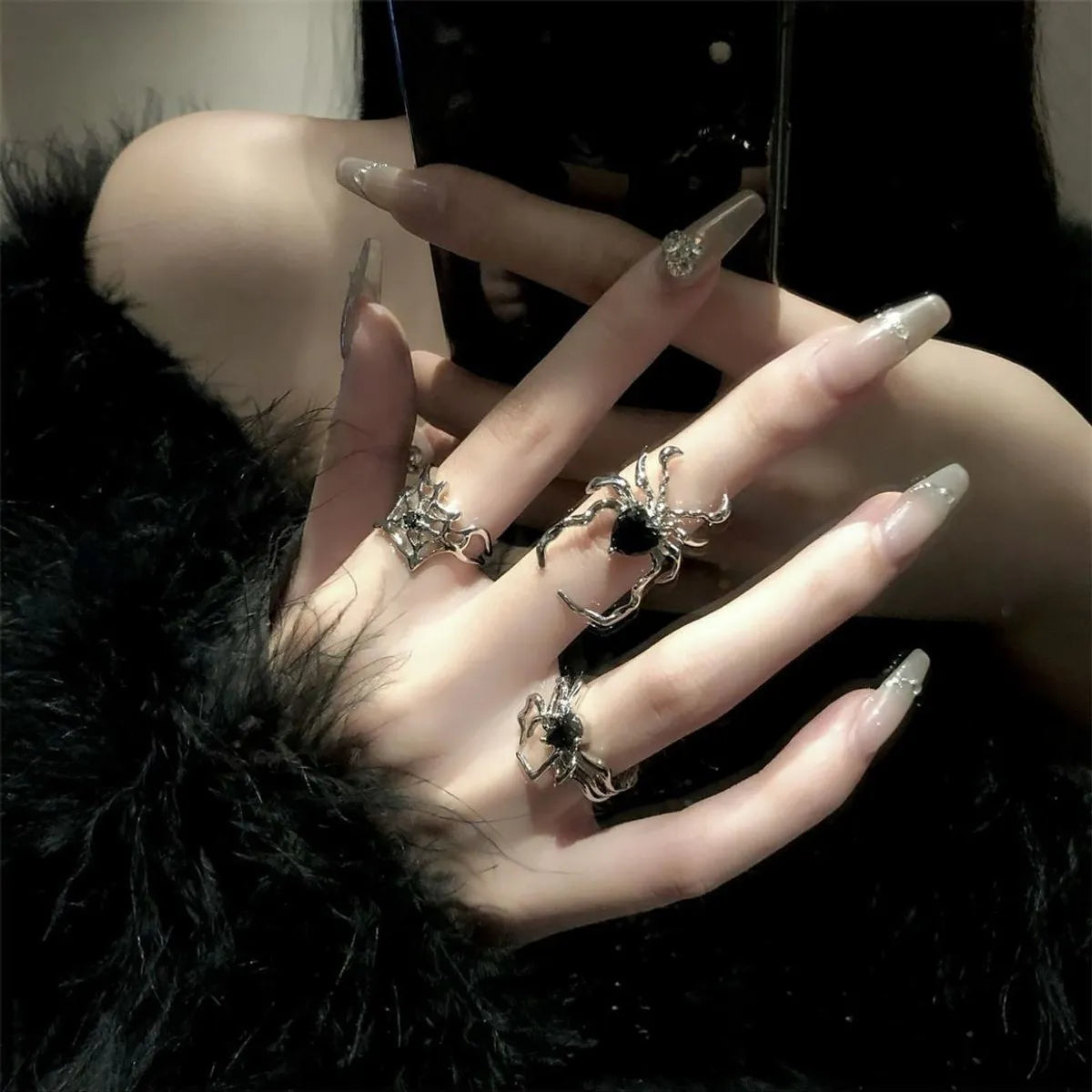 Ladies unique diamond ring-Gothic Hip-Hop Retro Spider Alloy Irregular Plating Women's Open Rings