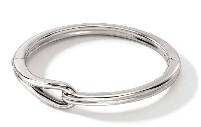 Ladies infinity bracelet-JOHN HARDY Surf Sterling Silver Hinged Bangle Bracelet