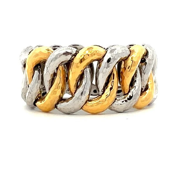 Ladies stackable bangles-18K Two-Tone Gold Interlinking Bracelet - FINAL SALE