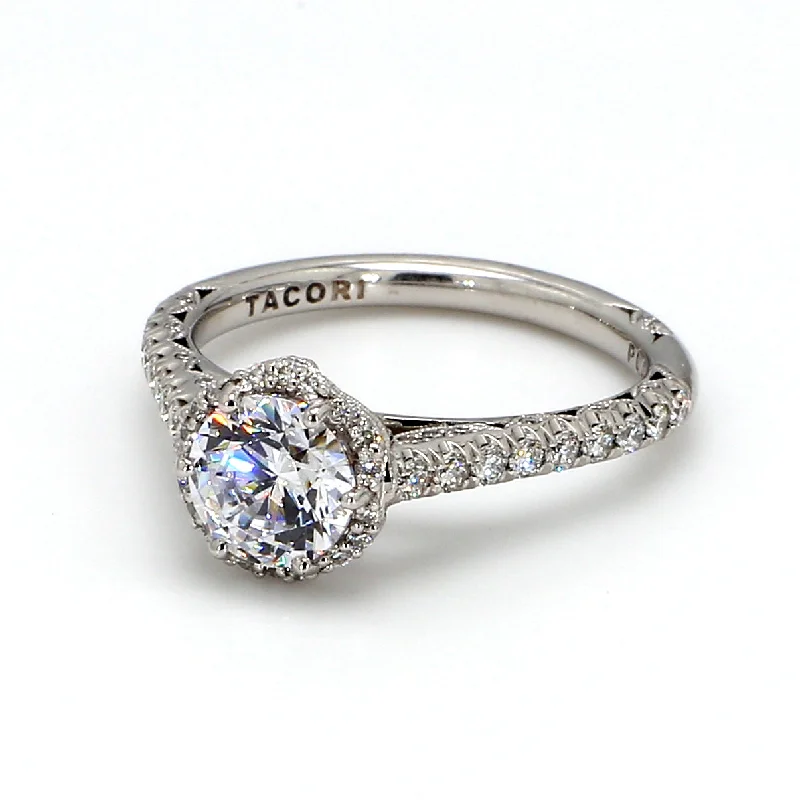 Ladies delicate engagement rings-TACORI Petite Crescent Round Bloom Engagement Ring