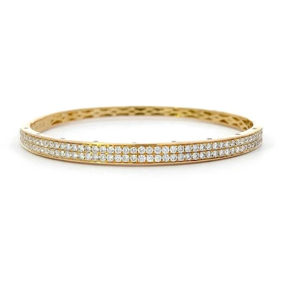 Ladies elegant bracelet-14K Yellow Gold Diamond Row Bangle Bracelet