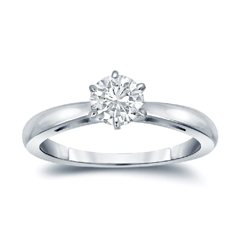 Ladies unique stone engagement rings-Auriya 14k Gold 1/4 carat TW 6-Prong Round Solitaire Diamond Engagement Ring