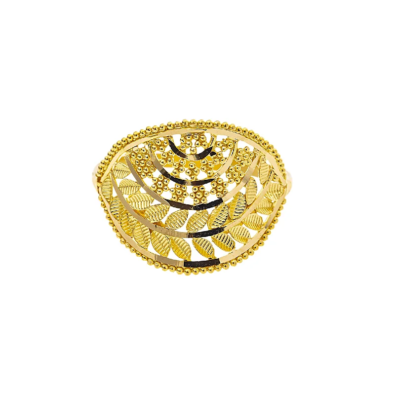 Ladies round diamond ring-22K Yellow Gold Cocktail Ring (2.3gm)