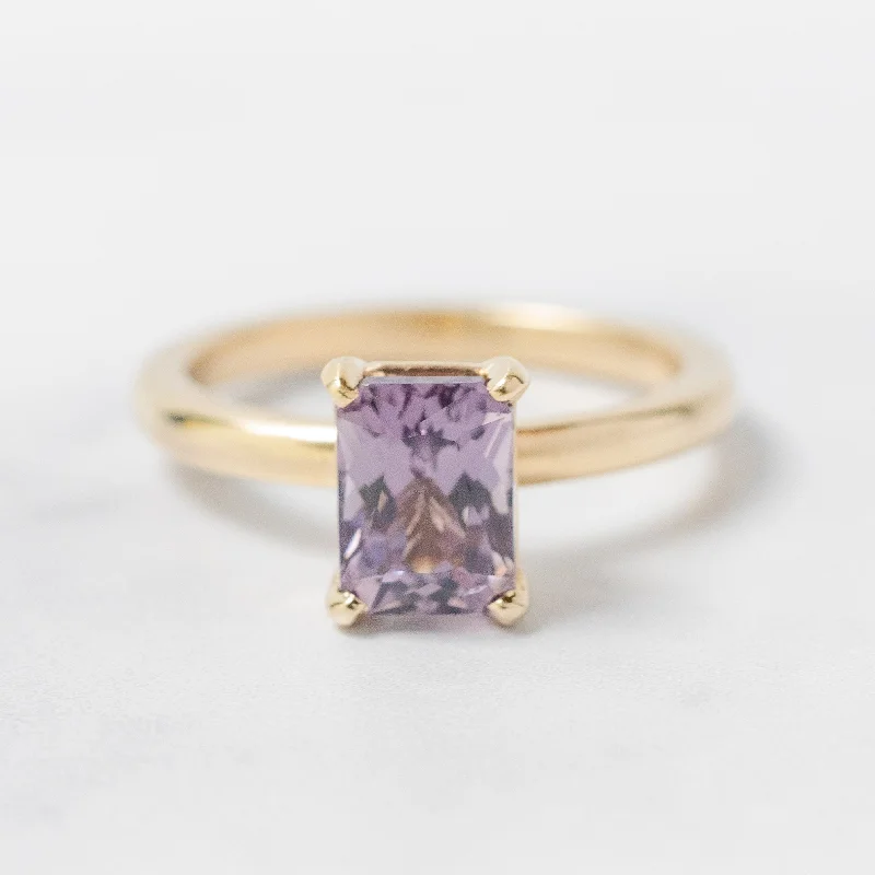 Ladies wedding ring with diamonds-Cypress Ring - Purple Spinel in 14k Yellow Gold