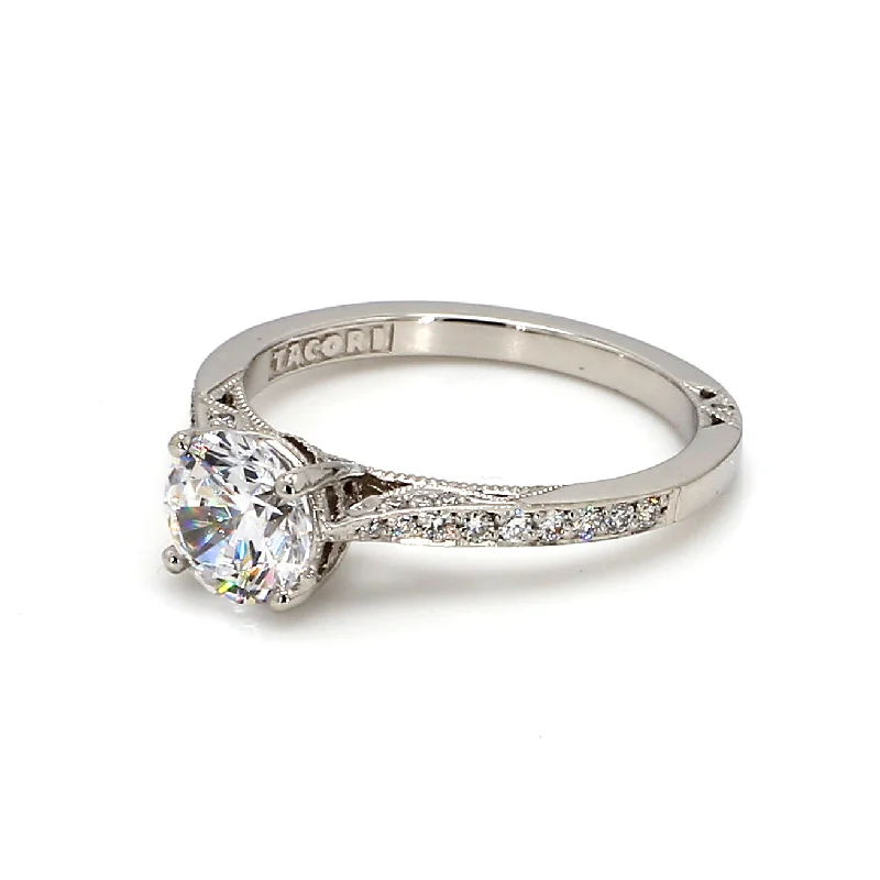 Ladies diamond halo engagement rings-TACORI Dantela Solitaire Engagement Ring