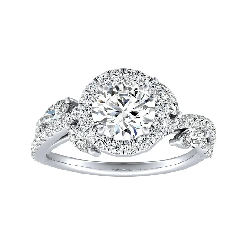 Ladies white gold engagement rings-Auriya 14k Gold Vintage Floral Petal 1 1/3ctw Halo Diamond Engagement Ring (G-H, VS1,VS2)