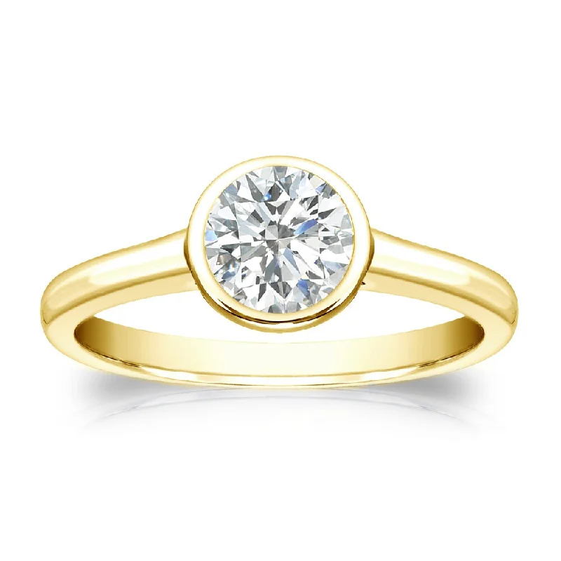 Ladies oval engagement rings-Auriya 14k Gold 1/2 carat TW Bezel-set Solitaire Diamond Engagement Ring