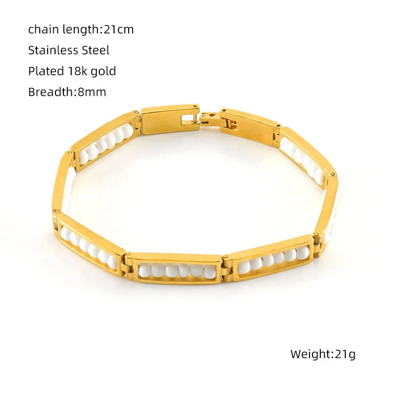 Gold Bracelet-White