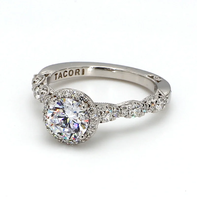 Ladies oval sapphire engagement rings-TACORI Petite Crescent Engagement Ring