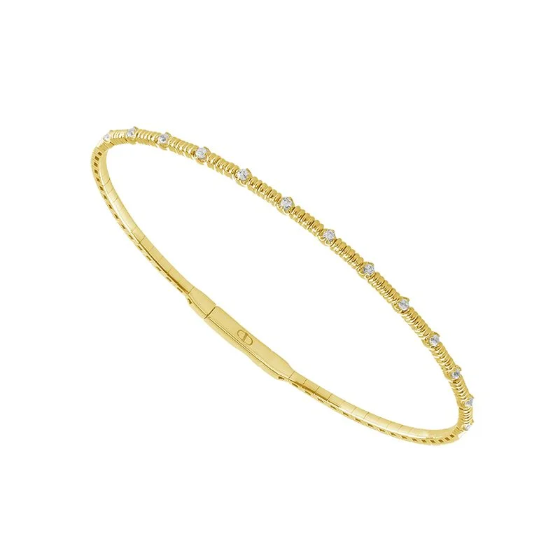 Ladies delicate bracelet-14K Yellow Gold Diamond Flexible Bangle Bracelet