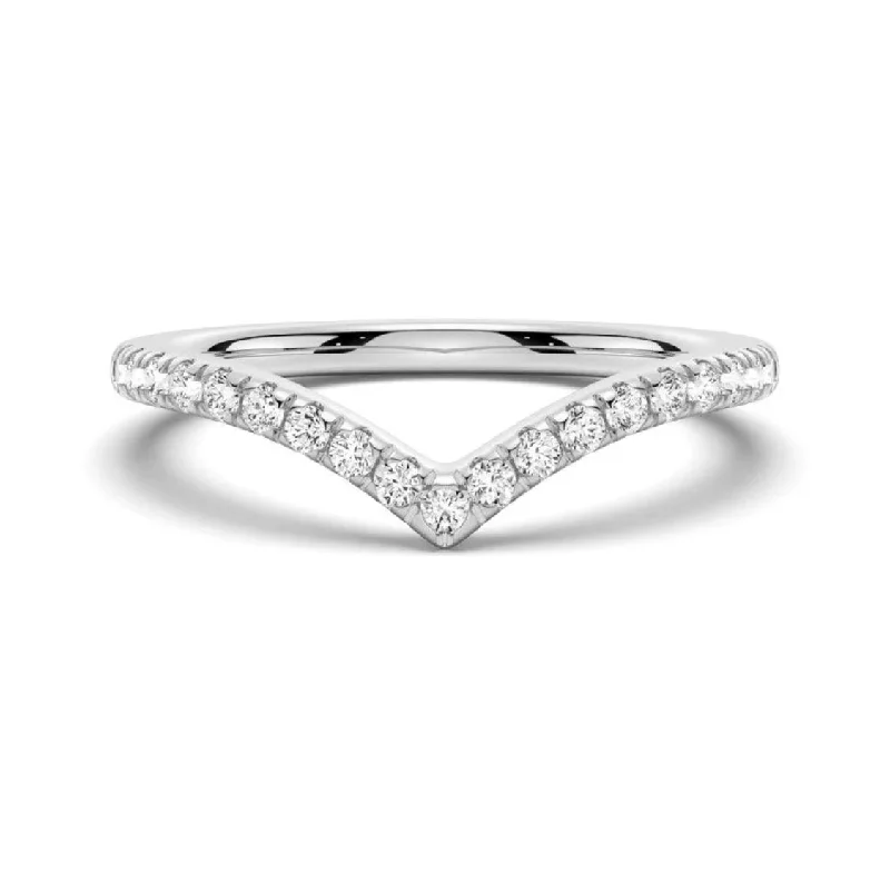 Ladies fashion ring-Wishbone Curve Moissanite Band in 18K Gold