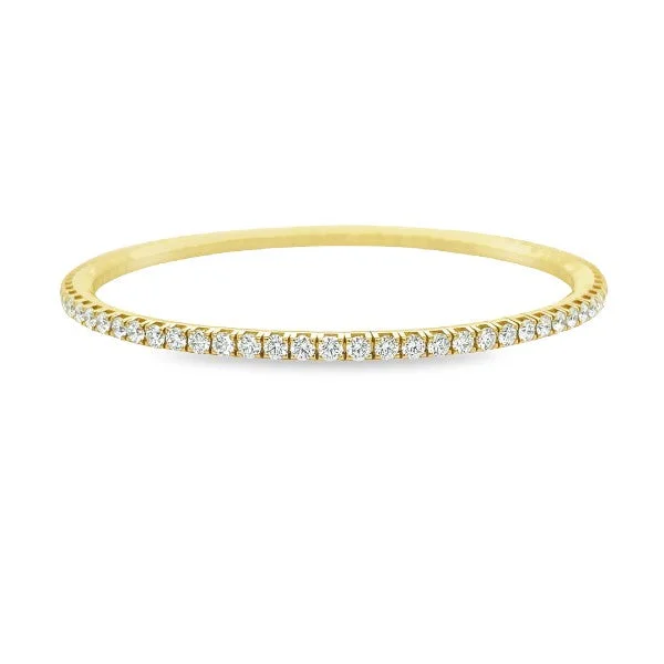 Ladies gemstone bangle-EXTENSIBLE 18K Yellow Gold Stretch Diamond Bracelet