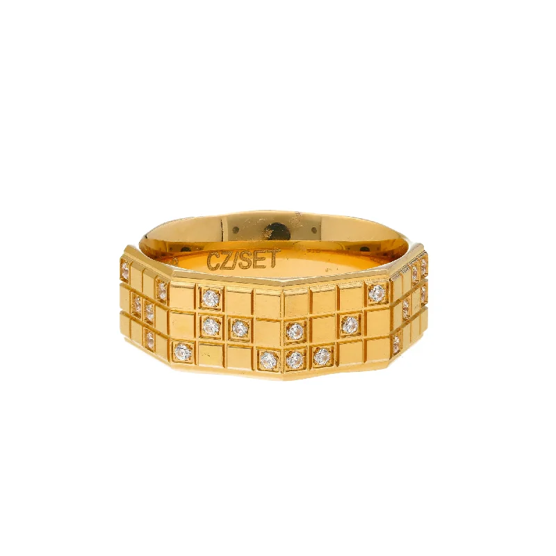 Ladies bold statement ring-22K Yellow Gold & CZ Ring (13.4gm)