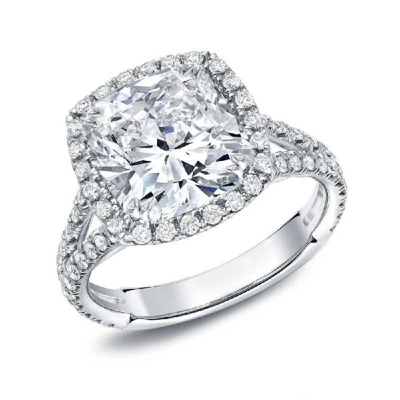 Ladies diamond engagement rings with twisted bands-Auriya 18k Gold 4 1/3ctw Cushion-cut Halo Diamond Engagement Ring