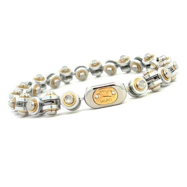 Ladies gold and pearl bracelet-Men's Bicycle Link Bracelet