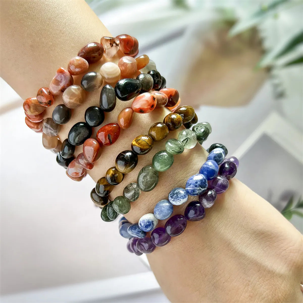 Ladies cross bracelet-Ethnic Style Geometric Natural Stone Beaded Bracelets