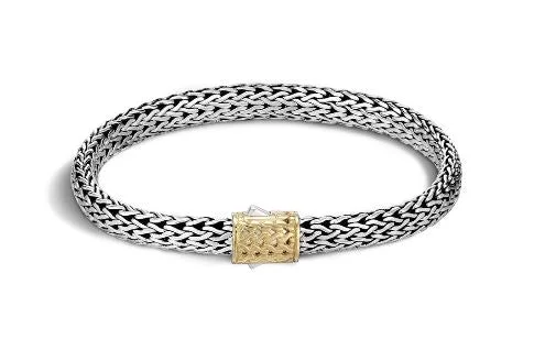 Ladies trendy bangles-JOHN HARDY Classic Chain Gold & Silver Woven Bracelet