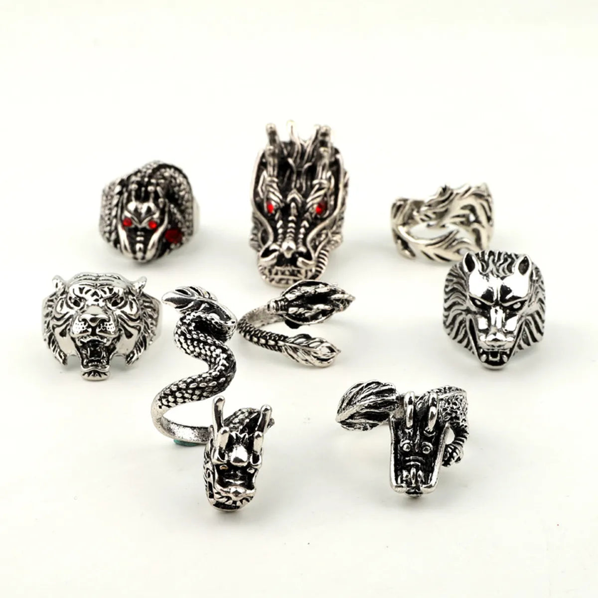 Ladies black ring-Hot-selling Jewelry Retro Punk Ring Leading Tiger Animal Big Ring Wholesale Gooddiy