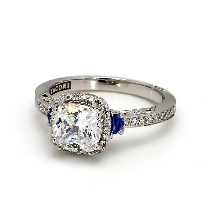 Ladies gold engagement rings-TACORI Dantela 3-Stone Engagement Ring